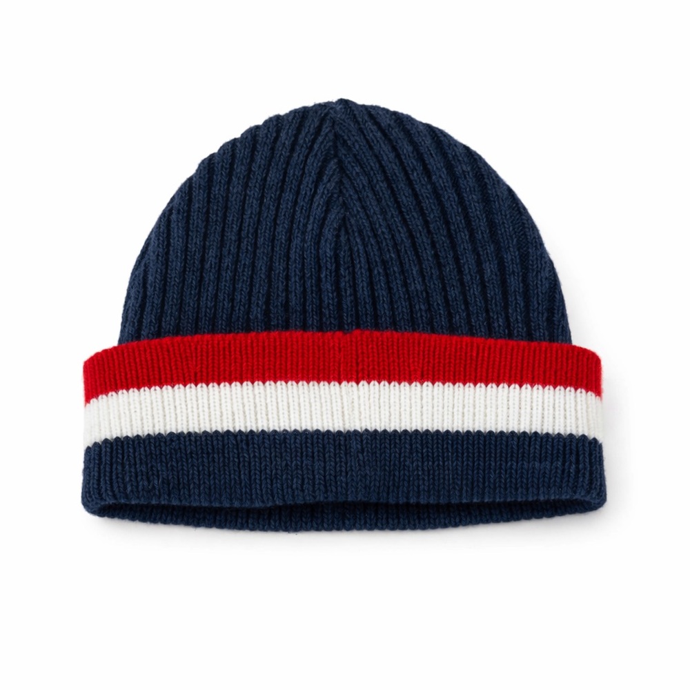 Old Navy Knit Beanie – Navy w/ Red White Stripe (One Size)